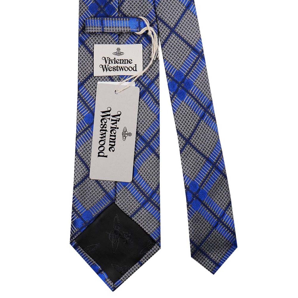 Vivienne Westwood галстук AW2022 модель S81050004 W00C4 P401-GREY примерно 8.5cm в клетку популярный высококлассный бренд мужской мужской 