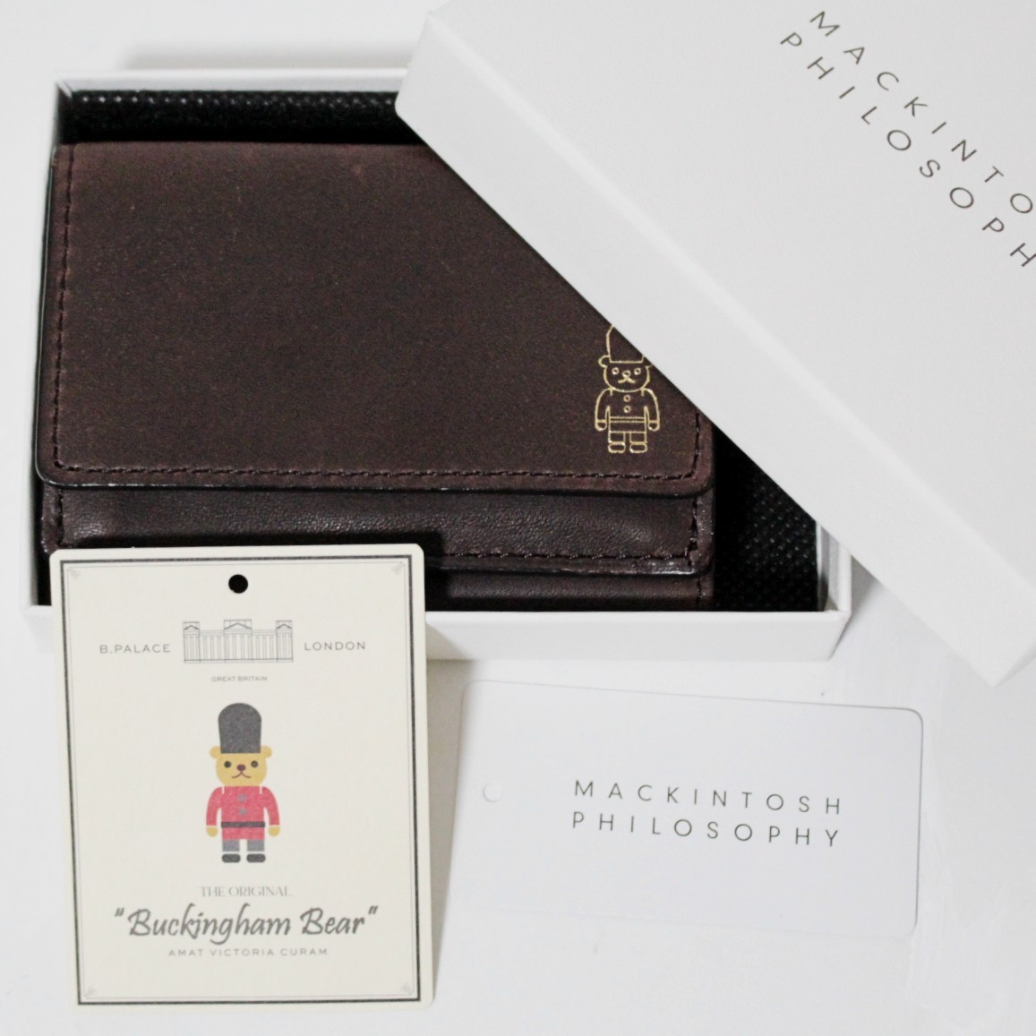 新品 マッキントッシュフィロソフィー バッキンガムベア スナップボタン三つ折り財布 茶系　K2362_画像8