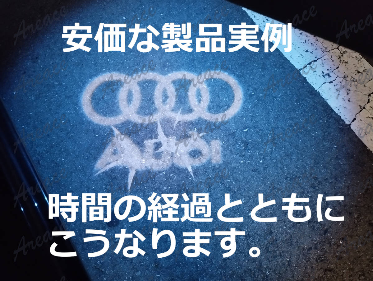 新設計/褪色無 Audi 4Rings & Gekko ガラスレンズ搭載 アウディ カーテシ ウェルカム ライト LED ドアランプ 純正交換 左右2個セット MON_画像7