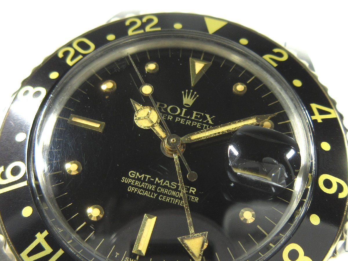 ロレックス】16753 GMTマスター ブラック フジツボ 自動巻 時計 SS/YG