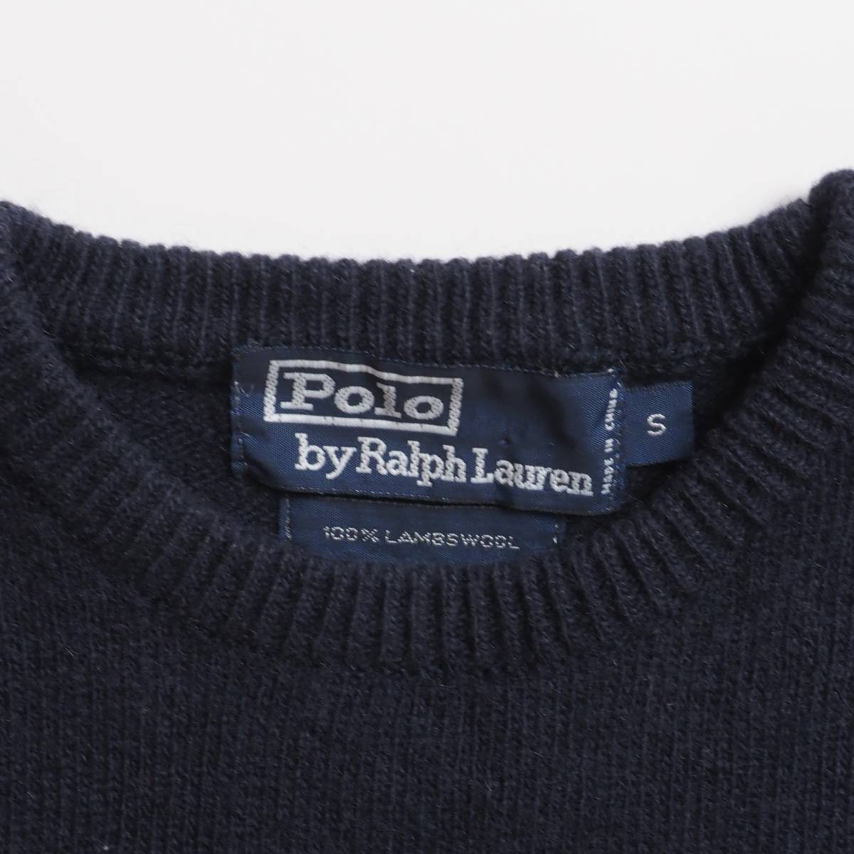 ラルフローレン　Ralph Lauren　羊毛１００％　ニット　セーター　ポロベア　ネイビー　美品　メンズ_画像4