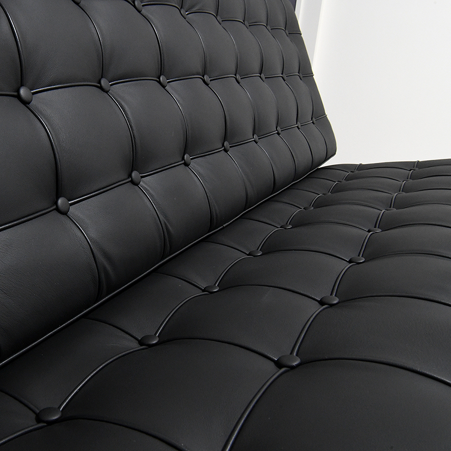 バルセロナチェア 2人掛け イタリアンレザー仕様 色ブラック ミースファンデルローエによるデザイン リプロダクト デザイナーズ家具_画像6