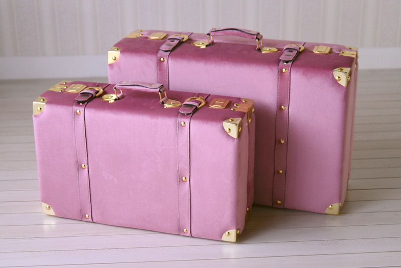 【アウトレット】35,000円 2Pセット トランクボックス スーツケース 輸入雑貨 小物入れ 旅行 ピンク