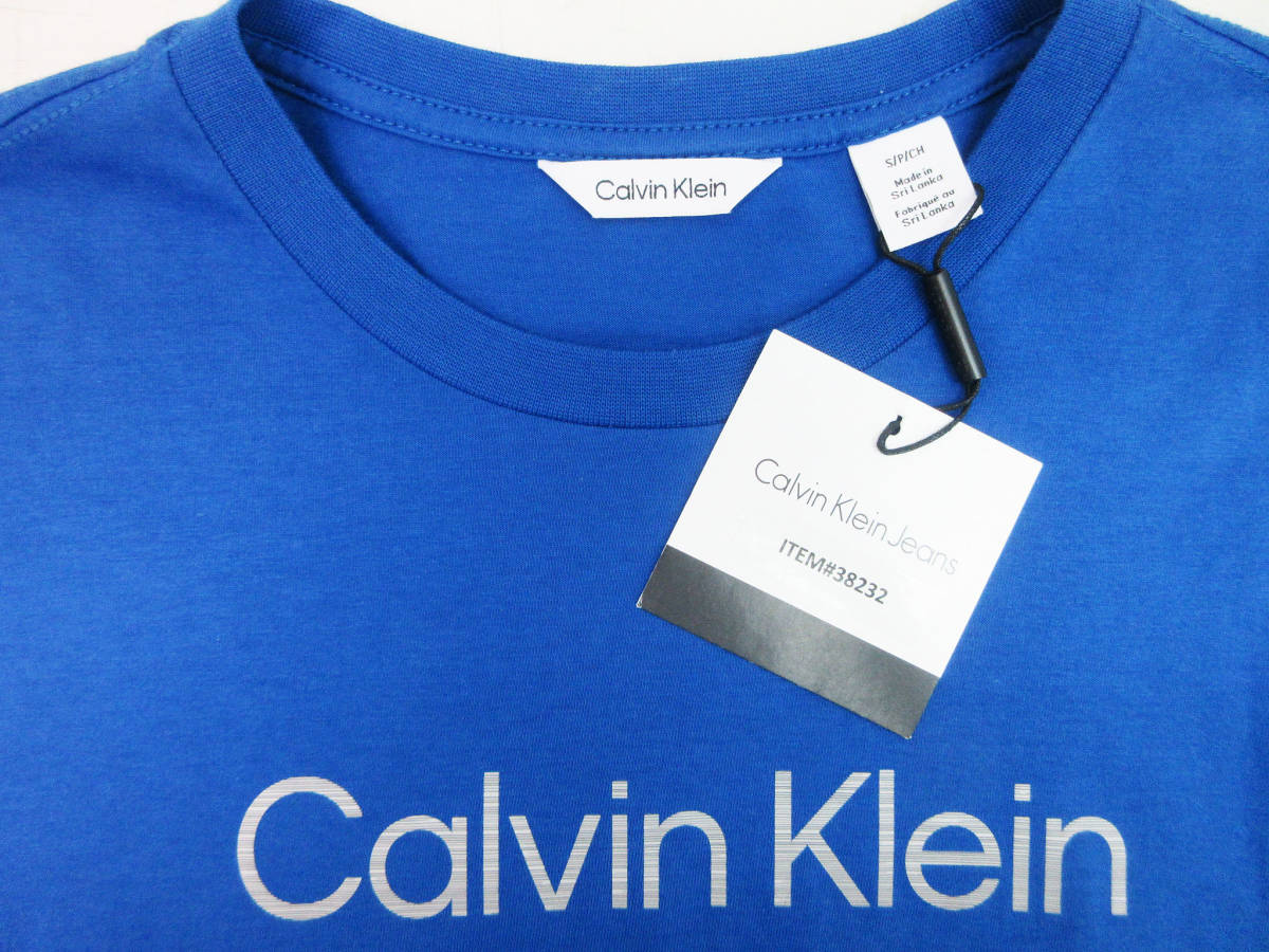 HD115【半袖 Tシャツ】カルバンクライン ジーンズ★38232★ブルー メンズ S★Calvin Klein ロゴ グラフィック★CK カットソー★未使用★_画像3