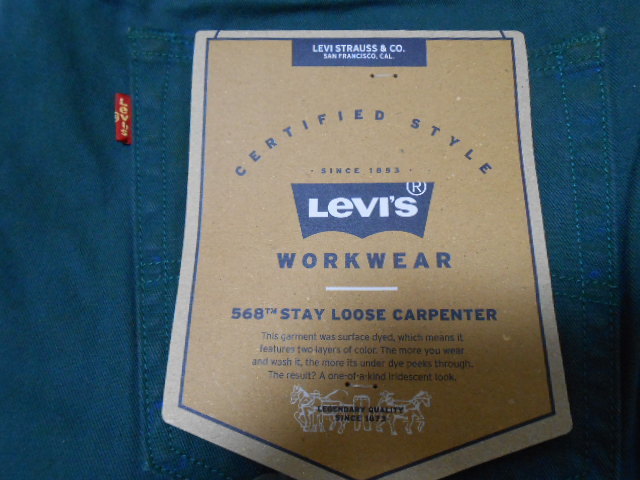  new goods! limitation! Levi's 568 stay Roo z carpe nta- pants W33 558490042 blue .. exist green 501XX work pants pe Inter 