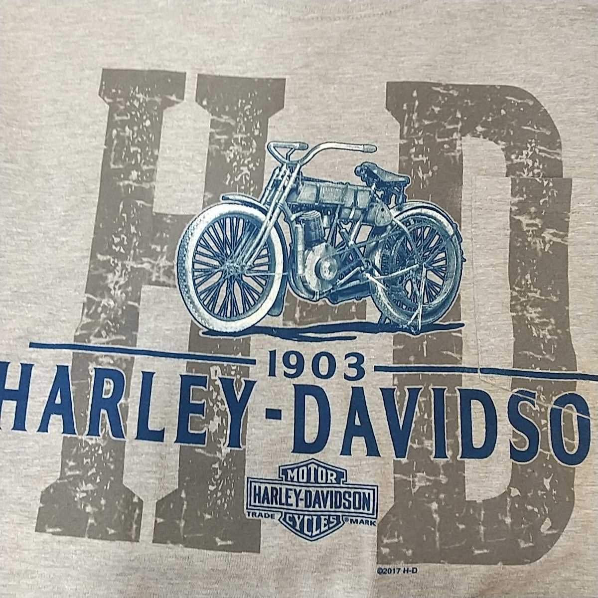 zcl-04♪【アウトレット】USハーレーダビットソン Harley-Davidson1903製造バイクプリント　バイクTシャツ メンズUSサイズ－XL　グレー_画像4