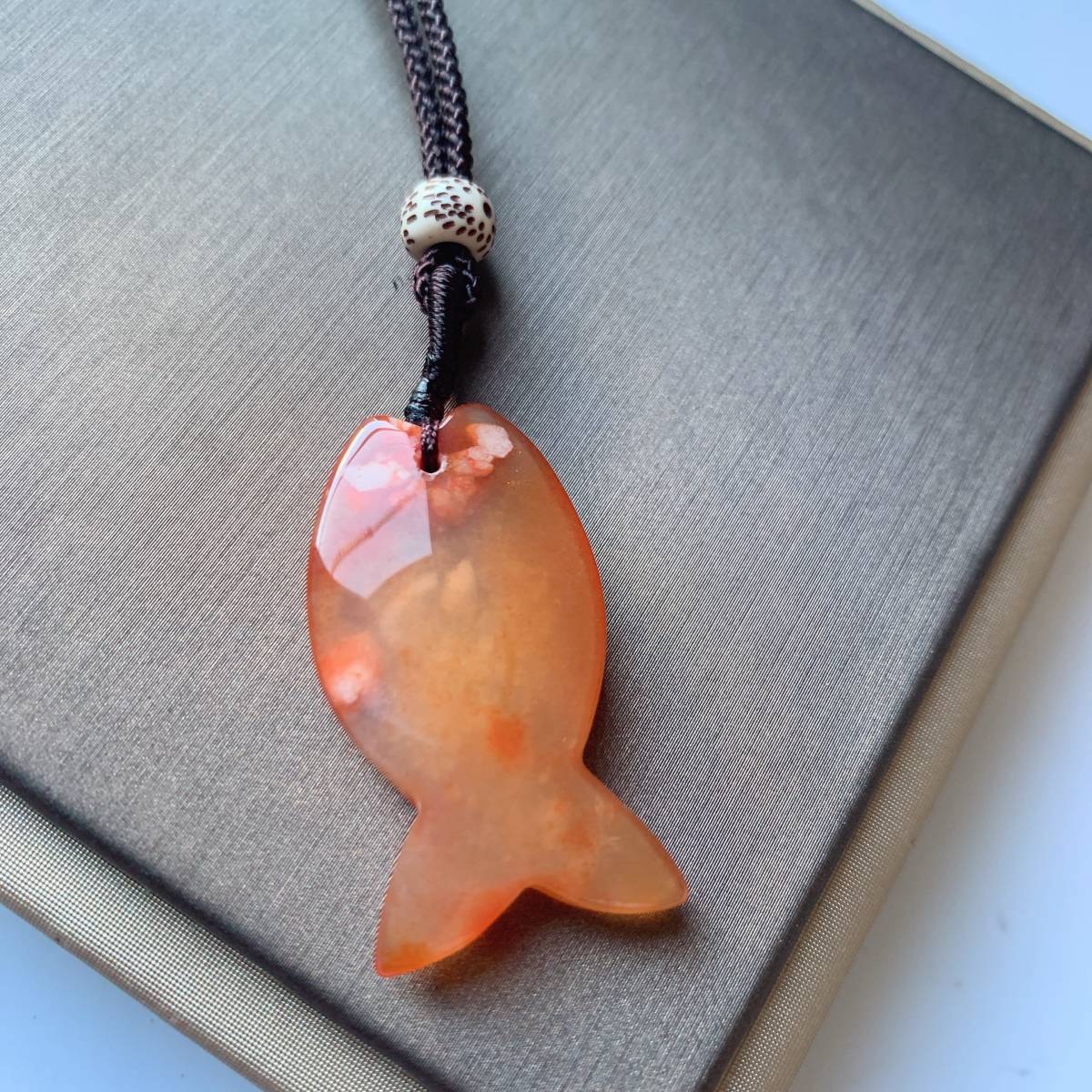 桜瑪瑙(チェリーブロッサムアゲート) ネックレス ペンダント 魚 桜瑪瑙(チェリーブロッサムアゲート) ネックレス ペンダント 魚