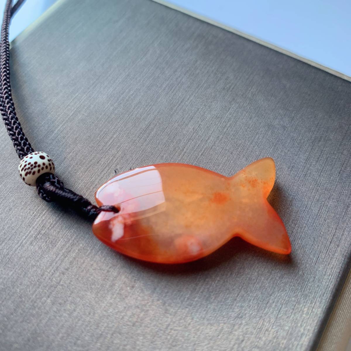 桜瑪瑙(チェリーブロッサムアゲート) ネックレス ペンダント 魚 桜瑪瑙(チェリーブロッサムアゲート) ネックレス ペンダント 魚
