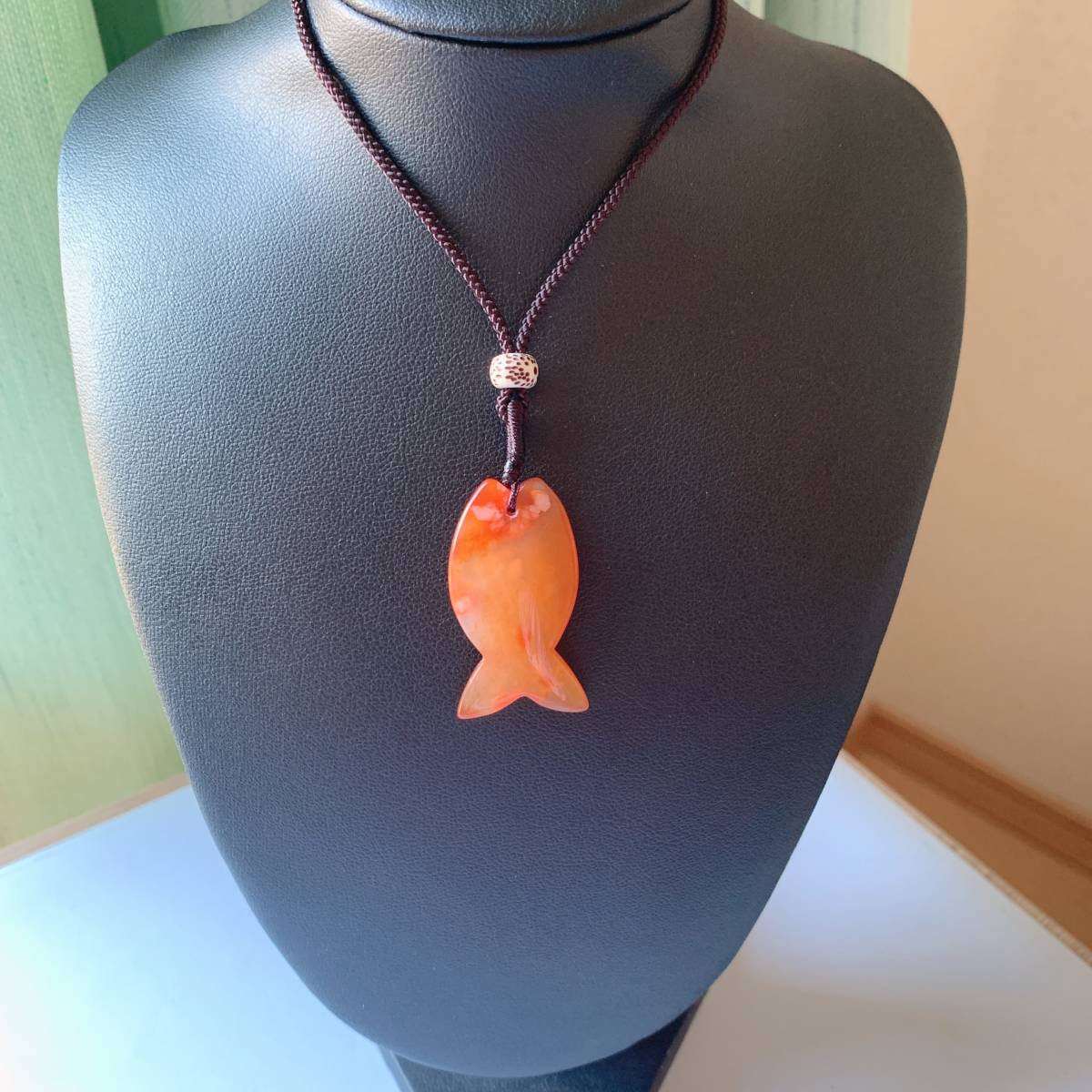 桜瑪瑙(チェリーブロッサムアゲート) ネックレス ペンダント 魚 桜瑪瑙(チェリーブロッサムアゲート) ネックレス ペンダント 魚