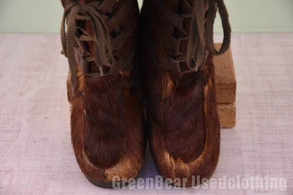 W800* Italy made Vintage La mondialeeskimo- boots real fur tea lady's 24cm