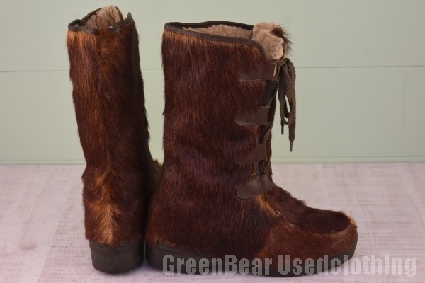 W800* Italy made Vintage La mondialeeskimo- boots real fur tea lady's 24cm