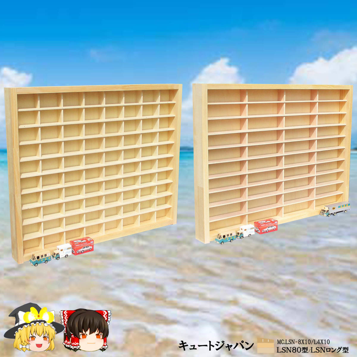 トミカ80マス・ロングトミカ対応40マス 収納ケース アクリル障子