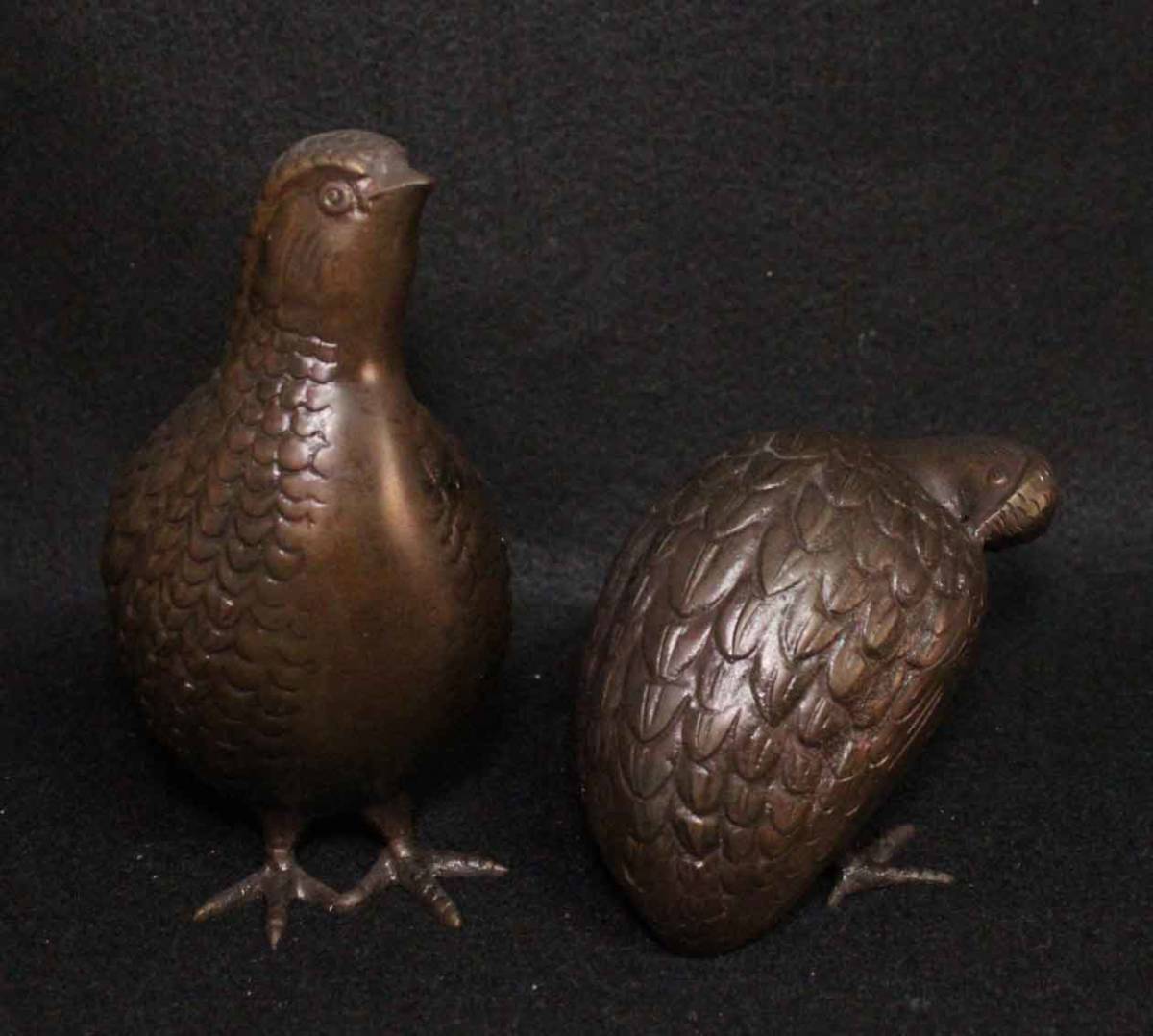 金属工芸●鳥 置物 ライチョウ●●銅像 ブロンズ像 bronze 二匹 JAPANの画像10