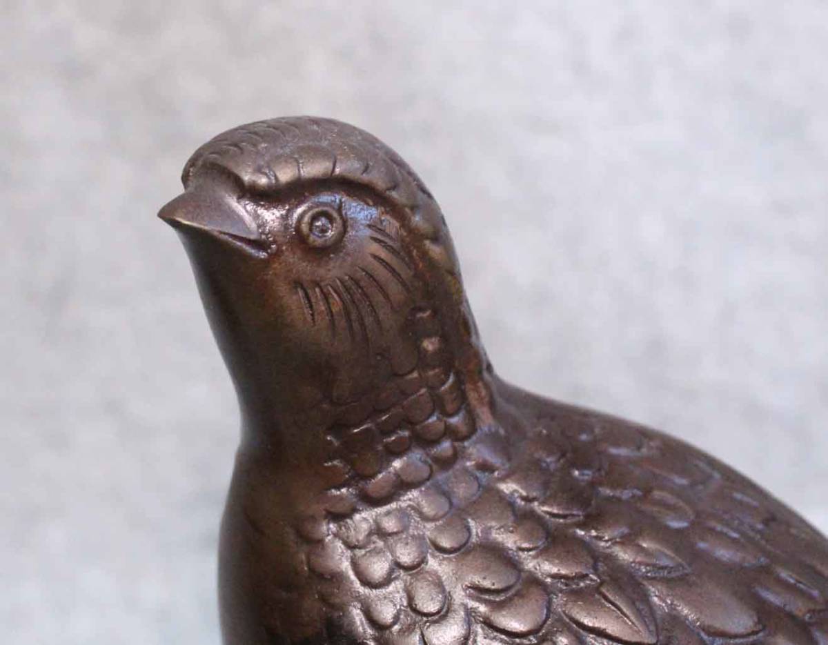 金属工芸●鳥 置物 ライチョウ●●銅像 ブロンズ像 bronze 二匹 JAPANの画像6