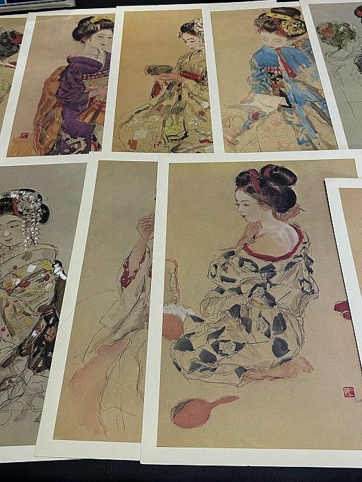 ◇昭和レトロ　【憂いある美人画・舞妓画集【木版画【宮本三郎　舞妓十二題集】【伊東深水　現代美人画全集】】N07179_画像4