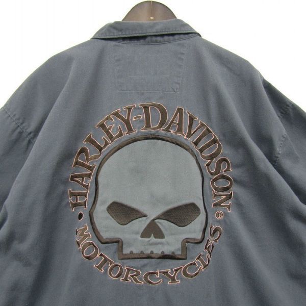  большой размер 2XL HARLEY DAVIDSON короткий рукав рубашка work shirt box комплектация Cross karu Harley Davidson б/у одежда Vintage 3AU0512