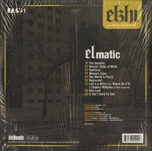 Elzhi And Will Sessions - Elmatic [Jae B. Group ELZ003] 美品 2LP Slum Village Royce Da 5’9” Stokley Williams 参加 Hip Hop Nas_画像2