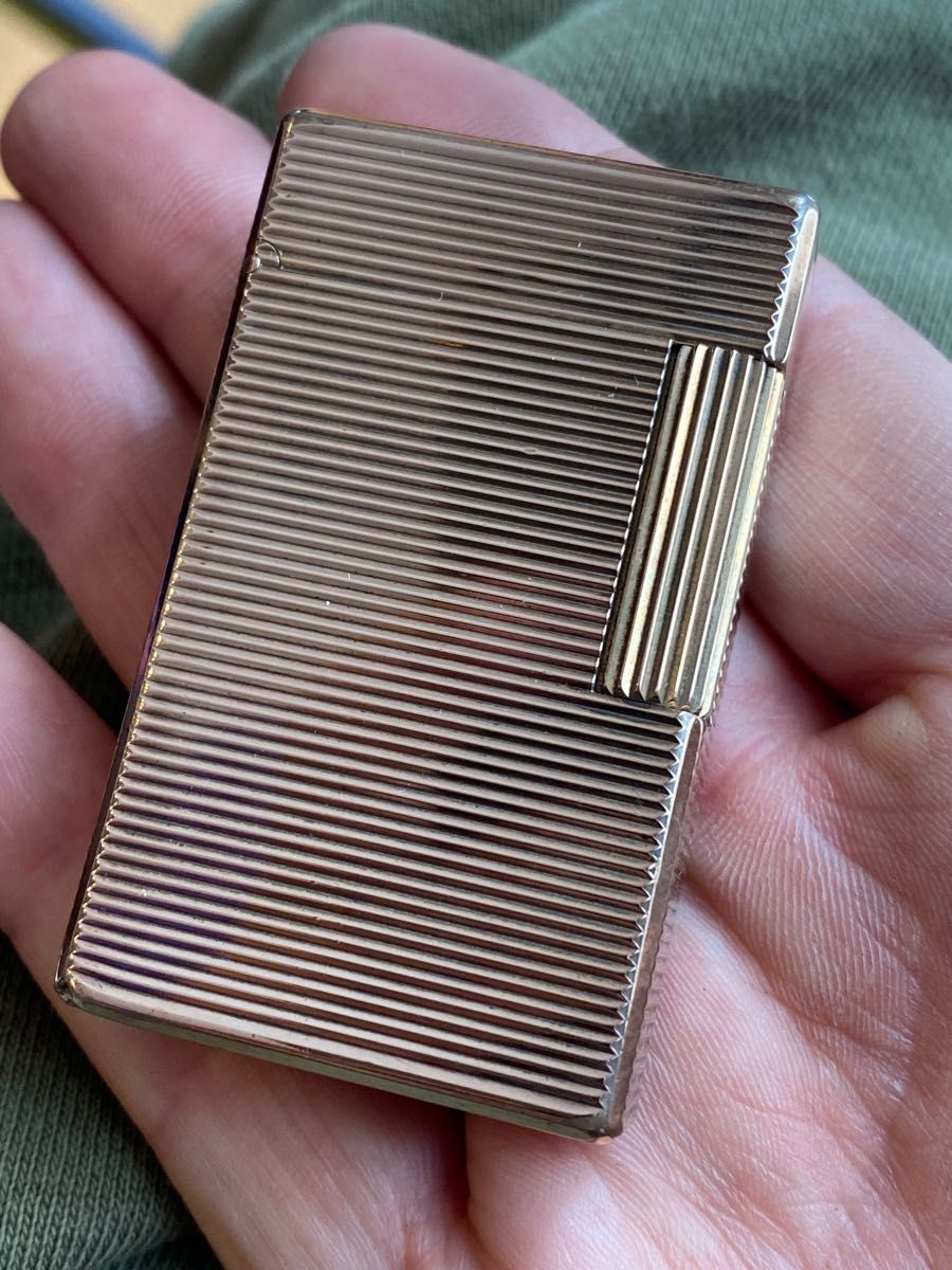 開閉音ありキーン デュポン ガスライター ボーダー シルバー ライン2s-