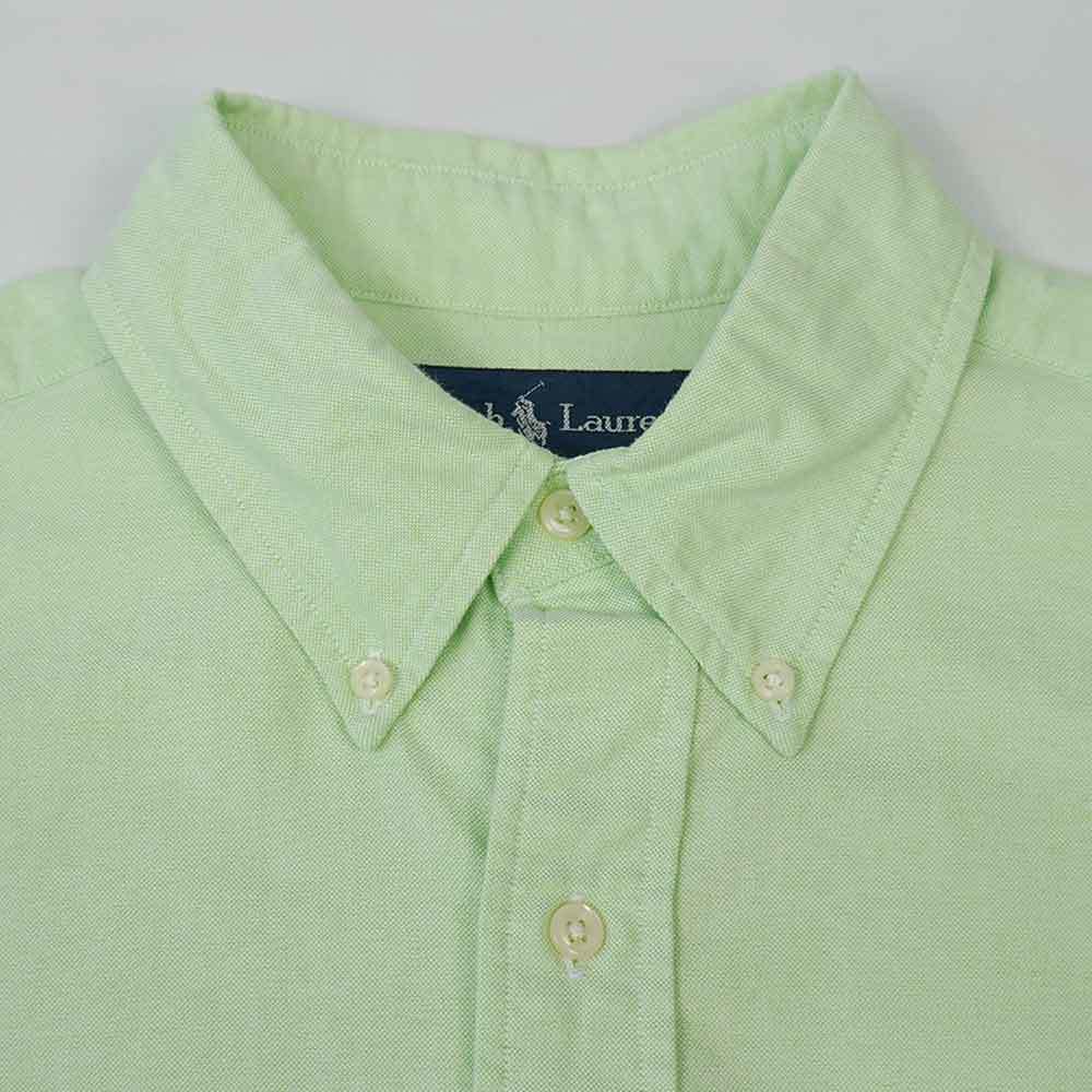  Polo Ralph Lauren POLO RALPH LAUREN 90s кнопка down рубашка CLASSIC FIT короткий рукав BD Logo вышивка (-9825) светло-зеленый / желтый зеленый L