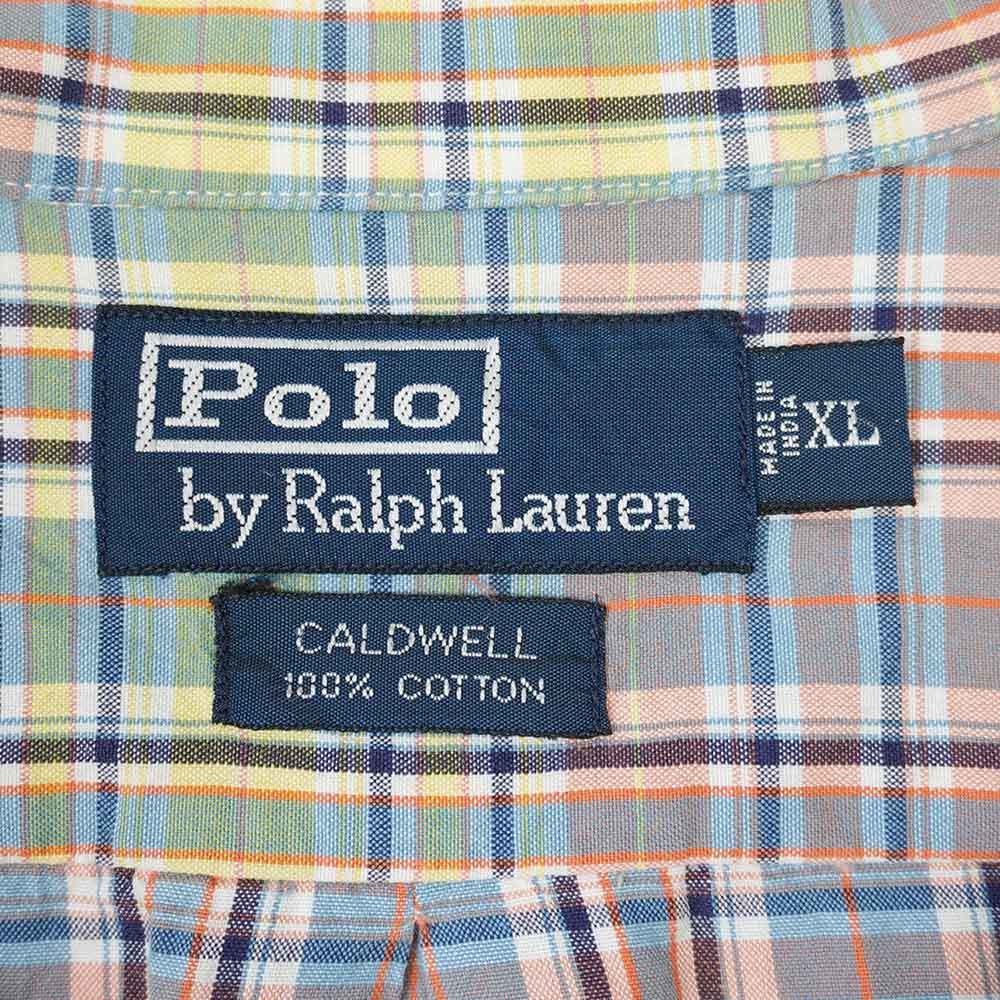 ポロラルフローレン POLO RALPH LAUREN 90s オープンカラーシャツ CALDWELL 開襟 半袖 ビンテージ (9826) マドラスチェック柄 XL_画像2