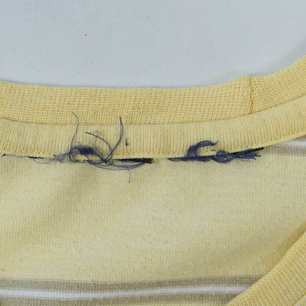 ピューリタン PURITAN 90's マルチボーダー ポケットTシャツ ポケT 半袖 USA ヴィンテージ (-9997) イエロー系 M-L相当_画像3