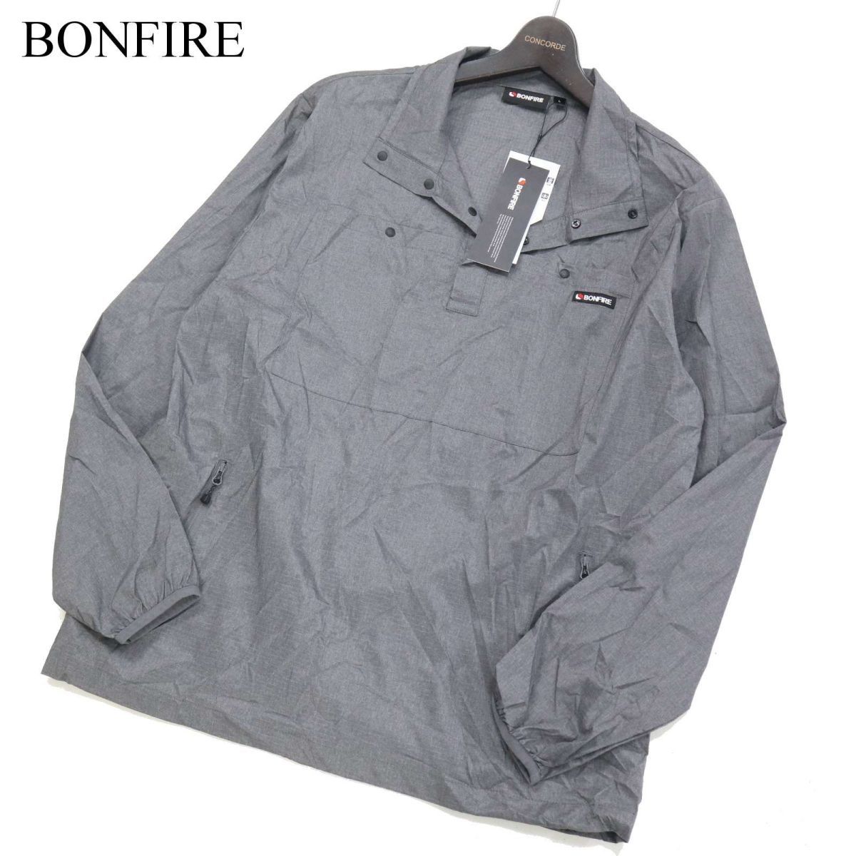 【新品 22SS】 BONFIRE ボンファイア 通年 軽量・撥水★ ナイロン プルオーバー ジャケット Sz.L　メンズ グレー アウトドア　I3T00720_7#O