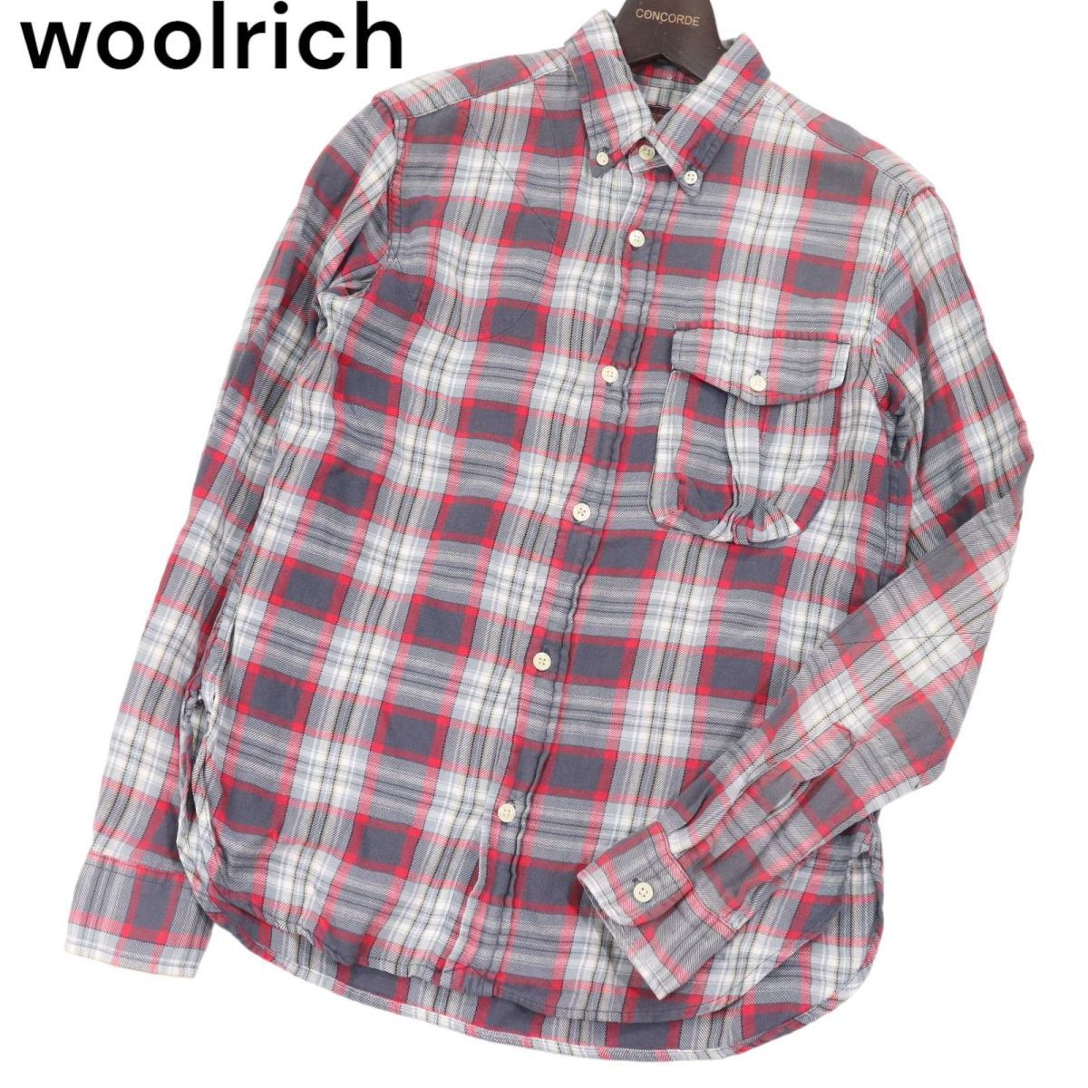 USA製★ WOOLRICH WOOLEN MILLS ウールリッチ ウーレンミルズ 通年 キルトパッチ★ 長袖 チェック シャツ Sz.XS　メンズ　I3T00882_8#C_画像1