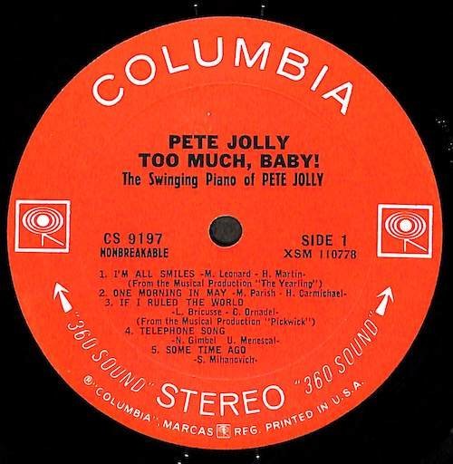 249254 PETE JOLLY / Too Much, Baby!: The Swinging Piano OF(LP)_画像3