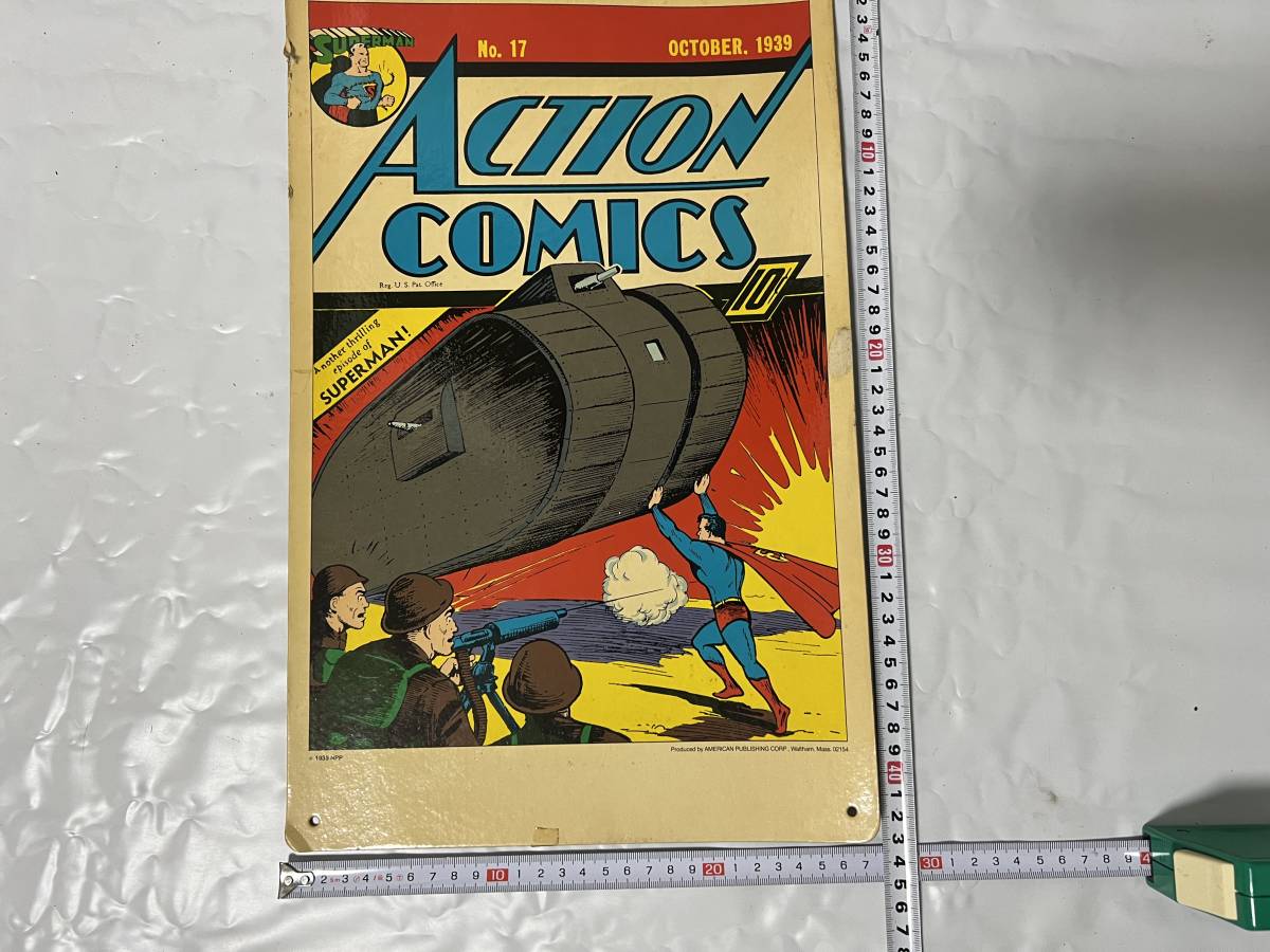 厚紙 看板 アメリカン ビンテージ　戦前 1939年 ACTION COMICS スーパーマン アクションコミックス アメコミ_画像1