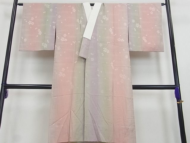 平和屋1□極上長襦袢無双仕立て舞桜地紋暈し染めやまと誂製逸品3s3509