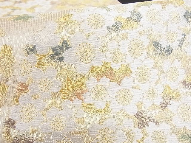 平和屋-こころ店□極上 六通柄袋帯 唐織 舞桜 金糸 正絹 逸品 3kk1793