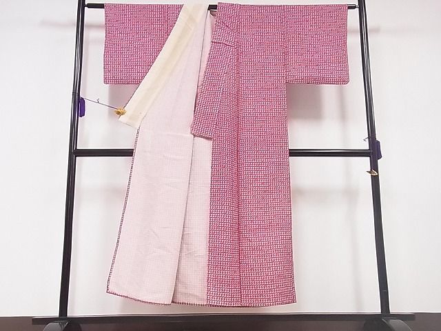 平和屋-こころ店■上質な小紋　単衣　小花尽くし　着丈146cm　裄丈62.5cm　正絹　逸品　B-zg4038_画像3