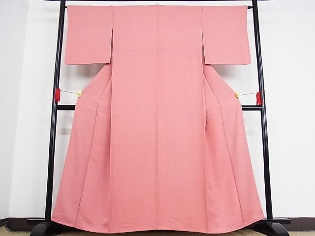 平和屋-こころ店■上質な色無地 桃色 着丈160cm 裄丈64cm 正絹 逸品 B-ey4937の画像2