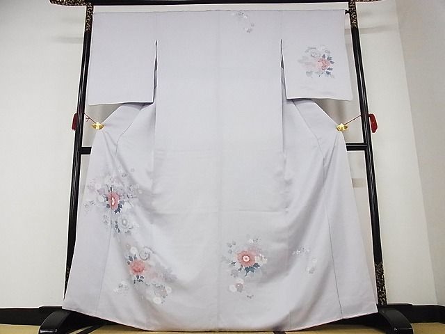 平和屋-こころ店■訪問着　草花文　着丈166.5cm　裄丈66cm　正絹　逸品　A-ja3937_画像1