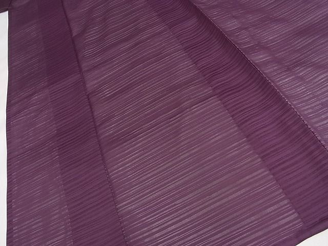 平和屋-こころ店■夏物　色無地　変わり絽　滅紫色　洗える着物　着丈157cm　裄丈62cm　A-ms6619_画像4