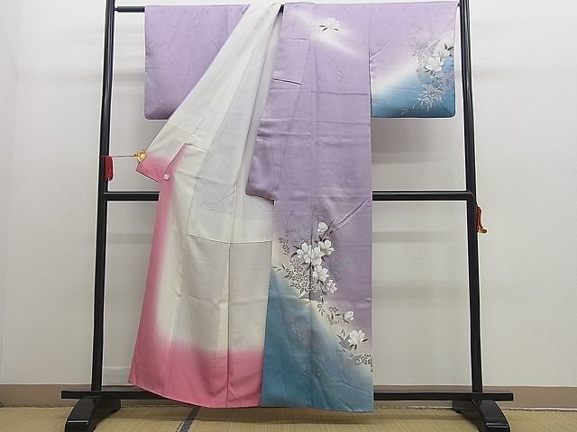 平和屋野田店□訪問着花鳥文暈し染め銀彩本金箔逸品n-by3104 | JChere