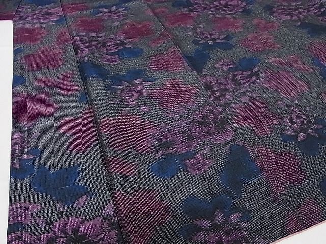 平和屋-こころ店■上質な紬　舞花文　着丈148cm　裄丈61cm　正絹　逸品　A-ja3960_画像4