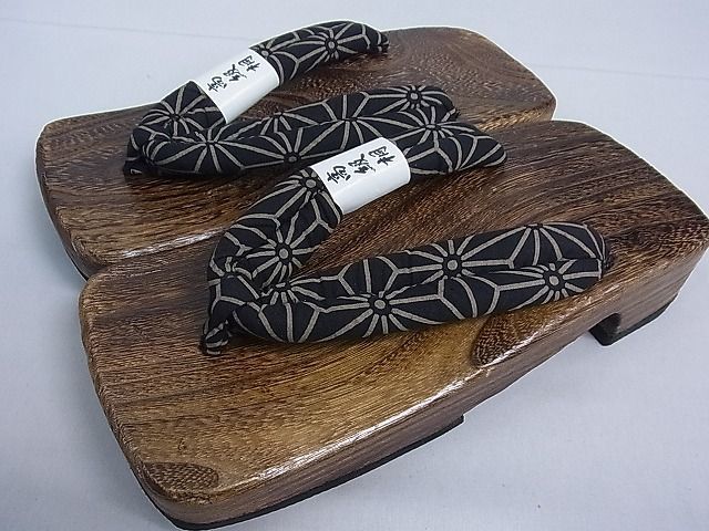 平和屋1□男性和装小物高級桐下駄焼桐台麻の葉逸品未使用ju2827-日本
