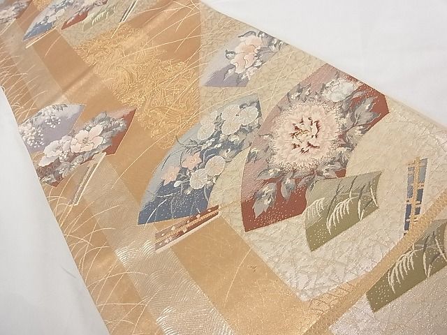 平和屋-こころ店■六通柄袋帯　唐織　ふたみ屏風絵　金銀糸　正絹　逸品　A-tn2690_画像2