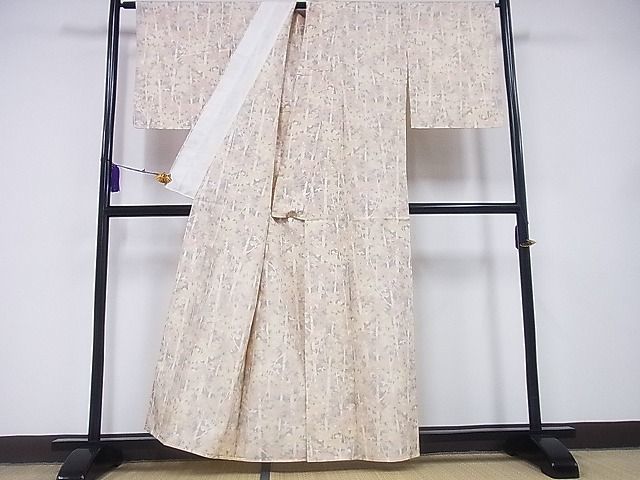 平和屋-こころ店■本場大島紬　単衣　枝花文　着丈158cm　裄丈64cm　正絹　逸品　B-zg5304_画像3