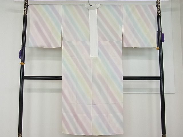 宅配便配送 平和屋1□極上 長襦袢 無双仕立て 斜線文 暈し染め 逸品