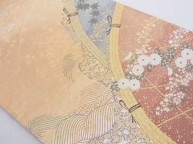 平和屋-こころ店■六通柄袋帯　花籬文　金糸　正絹　逸品　A-az5275_画像2