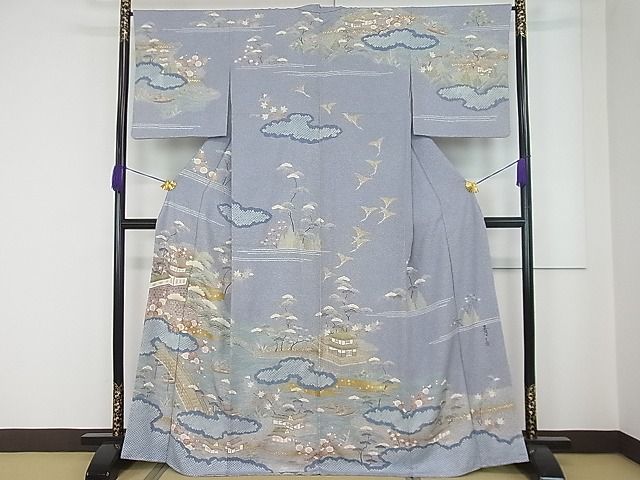 美品】 平和屋1□極上 京友禅の第一人者 松井青々 訪問着 駒刺繍 渡り