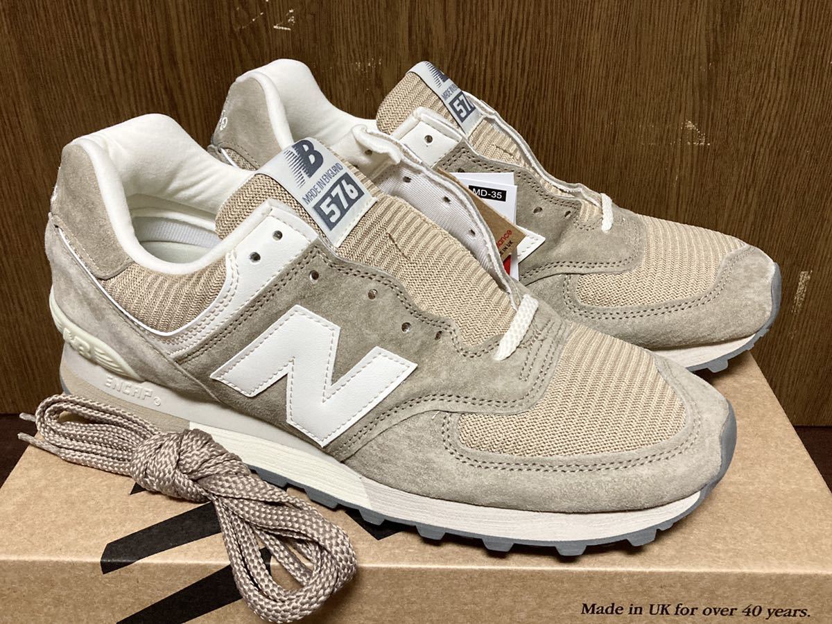 23年製 日本限定 NEW BALANCE OU576 BEI 576 ニューバランス スニーカー MADE IN ENGLAND 英国製 イングランド ベージュ スエード US8.5_画像2