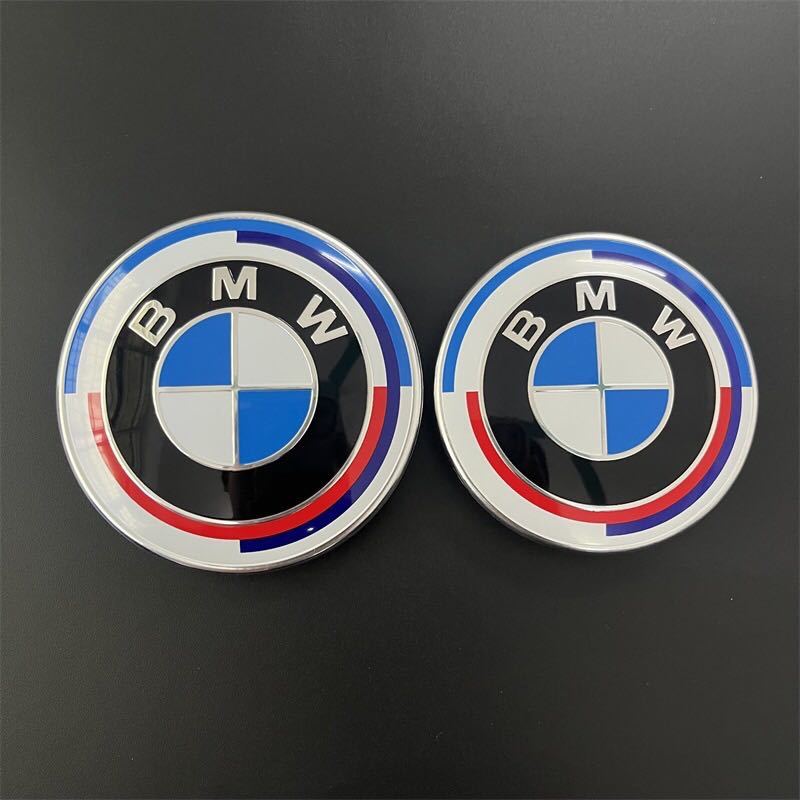 国内発送　BMW 50周年 M クラシック エンブレム 82mm 73mm 2個セットE46E90F30F31F32F80F83F36M4①_画像1