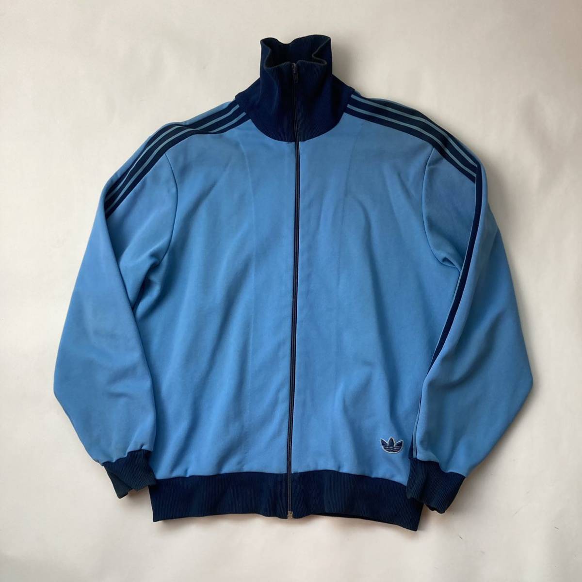 vintage アディダス トラックジャケット ジャージ 4 L 水色 ブルー トレフォイル adidas ビンテージ デサント