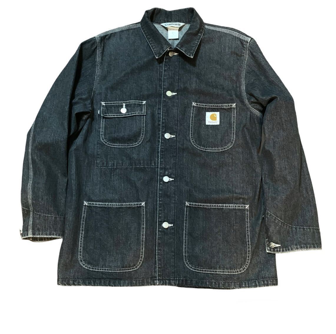 送料込！最終値下げ▲Carhartt カーハート▲デニムカバーオールジャケットL▲ブラック▲_画像1