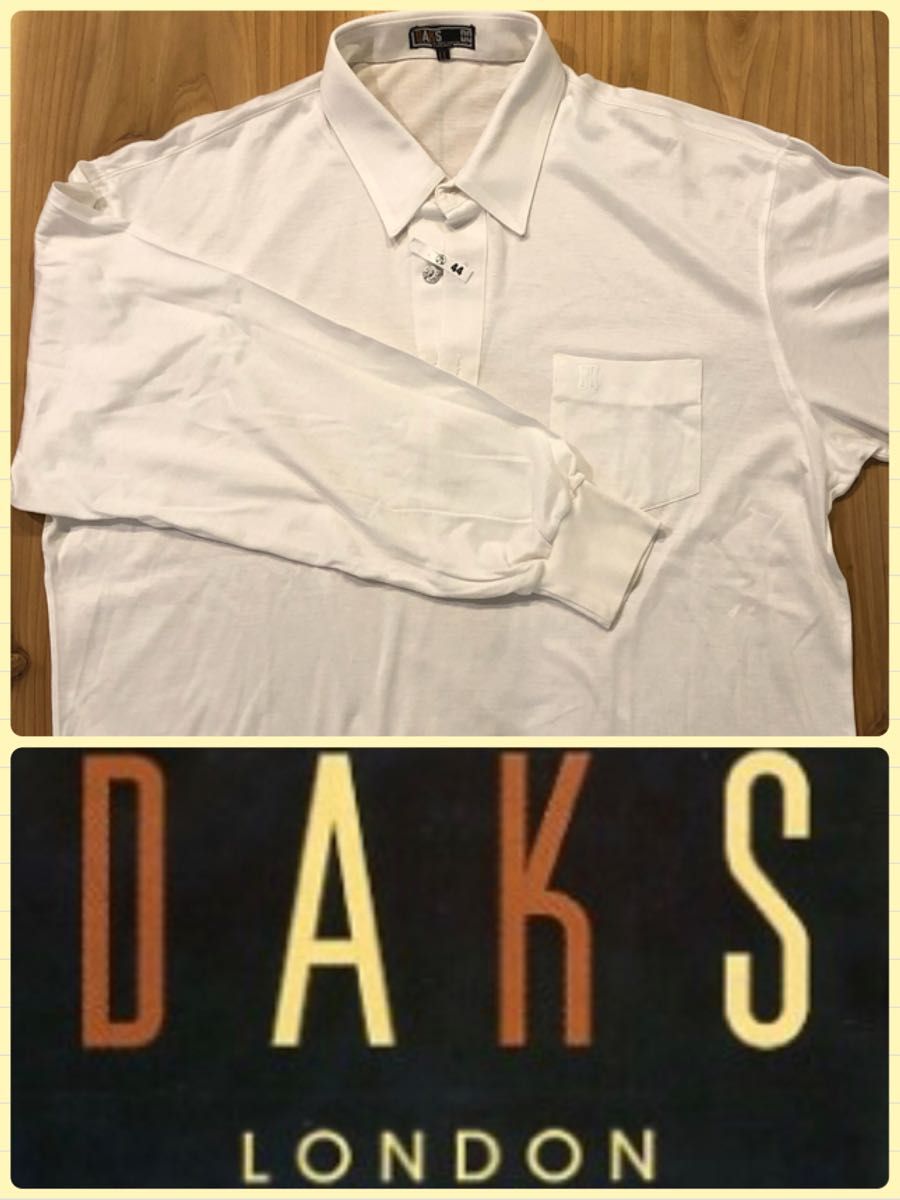 DAKS ダックス 長袖ポロシャツ LLサイズ ホワイト ビッグサイズ クリーニング済