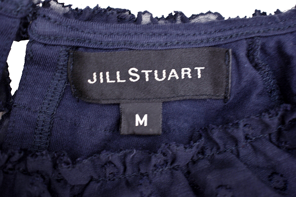 Y-6310* бесплатная доставка * прекрасный товар *JILL STUART Jill Stuart * весна лето темно-синий темно-синий цвет гонки оборка трикотаж с коротким рукавом M