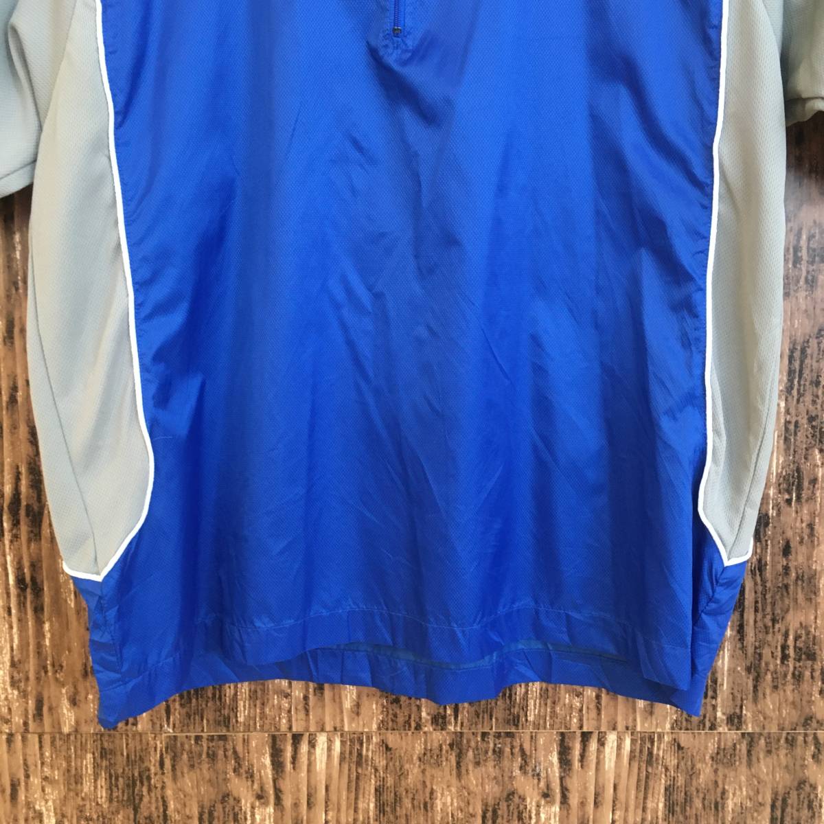 古着 中古 ミズノ メンズSサイズ トレーニングウェア ハーフジップ 青 ブルー 野球 部活 送料無料 ジャージ ナイロンジャンパー 半袖の画像9